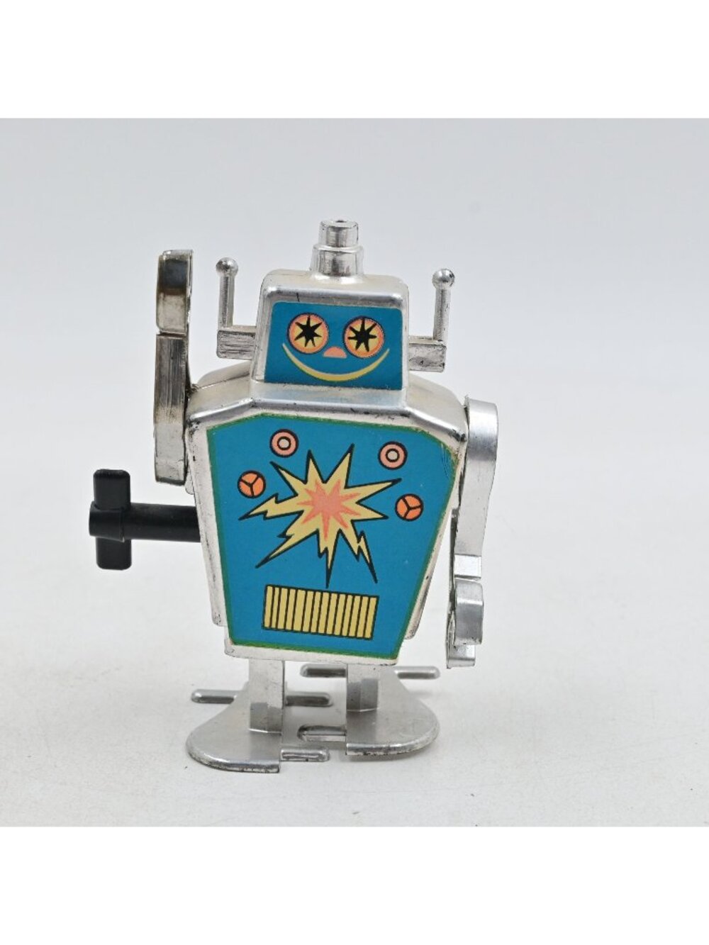 Robot Silver Space Wind-Up Walking Vintage 1970s Hong Kong